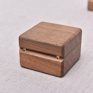 Black Walnut Solid Wood Jewelry Box Square Small <b>Ring</b> Earring <b>Storage</b> Box Simple Style - Product Image 2