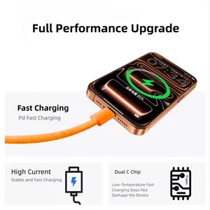Câble USB-C tressé en nylon PD 60W 5A à charge rapide pour <span class=keywords><strong>iPhone</strong></span> 15/16 Pro Max, iPad, accessoires <span class=keywords><strong>Android</strong></span> et iOS - Product Image 4