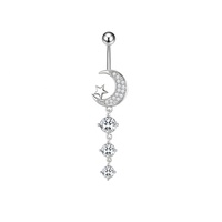 Anneau de nombril en acier chirurgical couleur argent lune papillon étoile coeur pour femmes nombril Piercing bijoux de corps vente en gros