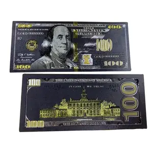 Yüksek teknoloji su geçirmez siyah altın tasarım abd doları para 100 dolar faturaları USD 100 siyah banknot