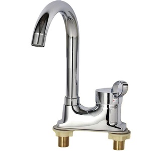 Double <b>Handle</b> Basin Faucet 2 Holes Deck Mounted Brass Ceramic Valve Core - Product Image 5