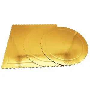 Vente en gros Planche pour base à gâteau Carton Papier épais rond dur Planche à gâteau or