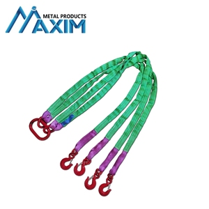 Correas de aparejo de elevación de alta resistencia de poliéster, eslinga de red de brida de cuatro patas con eslingas de elevación de ojo giratorio y gancho, eslinga de correas suaves - Product Image 2