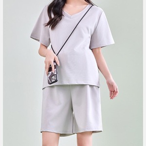 Completo <span class=keywords><strong>Premaman</strong></span> YIYI Sottile e Morbido, Set Comodo Elasticizzato per la Gravidanza, T-shirt Casual con Scollo a V e <span class=keywords><strong>Pantaloncini</strong></span> con Coulisse, Taglie Forti - Product Image 4