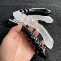 Baguette de Massage Yoni, gode en cristal Quartz, rose naturel, pour femmes, Massage, tête ronde en cristal