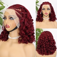 13x4 Lace Frontal Cornrow Tressé Perruques pour les Femmes Noires Bouncy Curly Perruque de Cheveux Humains 250% Densité Highlight Coloré Lace Front Perruque