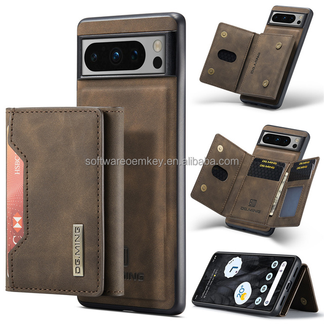 Wallet 3 Fold Magnetic Detachable Leather Case Card Slot Shockproof Cover for Google Pixel 5A 6 6A 6Pro 7 7A 7Pro 8 8A 8Pro Fold