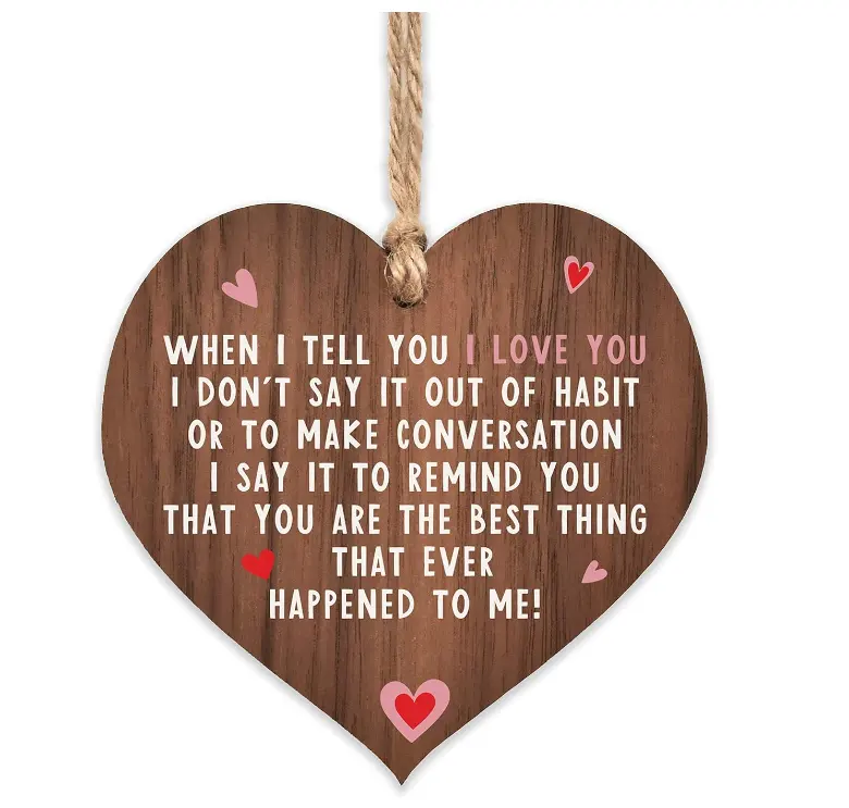 Saint Valentin en bois suspendu coeur Plaque cadeau pour votre amour coeur signe en bois amitié citation cadeau pour elle pour lui