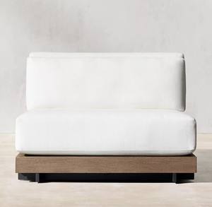 Juego de sofá de teca portátil ligero y contemporáneo para jardín, muebles de Patio ecológicos para exteriores de 4 piezas, cojines impermeables para EE. UU. - Product Image 2