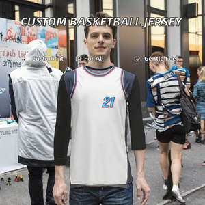 Maillots de basket-ball personnalisés pour adultes, imprimés par transfert thermique, réversibles, 100% polyester, unisexe, séchage rapide, respirant, grande taille, sans manches - Product Image 2