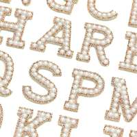 Patchs en lettres anglaises en feutre fait main avec des perles et des strass autocollants pour vêtements, chapeaux, sacs, bricolage