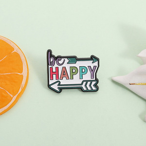 Be Happy Flèche Broche Épingles En Émail Creative Positive Détorate Broches En Métal Sac À Dos Revers Badge Bijoux Cadeaux pour Enfants Amis - Product Image 4