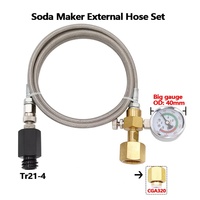 Kit de réservoir de CO2 externe Zimakyfa en acier inoxydable avec tuyau d'air tressé pour machine à soda, manomètre 250 bars, longueur 1,5 m, argent + noir