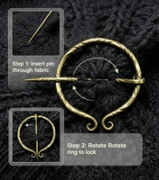 Broche Penannulaire en Laiton Massif Martelé à la Main, Épingle à Châle Vintage, Attache de Foulard Médiévale Forgée à la Main, Vente en Gros, Cadeau