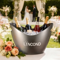 Seau à glace ovale rond de 3,5 L avec éclairage LED, étanche, pour champagne, bière, vin, boissons, idéal pour les clubs, les mariages, les fêtes à domicile
