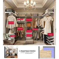 Kit de rangement mural extensible multifonction en acier pour accessoires de salon, chaussures et articles faits main