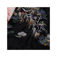 Nouveau tissu en velours tricoté de style chinois avec broderie de sequins et revêtement PVC, broderie florale 3D, accessoires pour Cheongsam et Hanfu