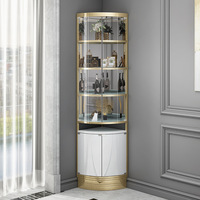 Présentoir à vin moderne doré, meuble à vin de luxe européen haut de gamme, armoire d'angle en acier inoxydable en forme d'éventail