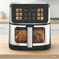 Friteuse à air numérique multifonctionnelle de haute qualité 8L sans huile, écran tactile, acier inoxydable, certifiée CE ETL GS