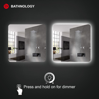 Miroir de salle de bain moderne avec capteur tactile LED, anti-buée, miroir carré avec éclairage LED