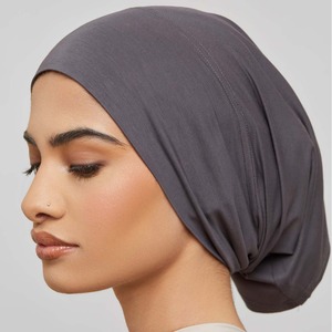 Femmes Dames Solide Noir Beige Été Africain Malaisien Musulman Modal Jersey Headwrap Hijab Beanie Bald Cap - Product Image 5