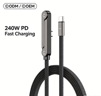 Nuevo Cable de Carga Rápida 2 en 1 5A 240W PD Tipo-C a Tipo-C con Soporte Ajustable para Teléfono, Diseño en Ángulo para Dispositivos Inteligentes