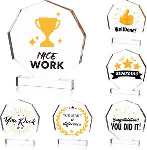 รางวัลถ้วยรางวัลแสดงความซาบซึ้งพร้อมฐานสี่เหลี่ยม 3.54 นิ้วถ้วยรางวัลอะคริลิคของขวัญสําหรับผู้ใหญ่และเด็ก คุณทํามันได้ดี ทํางานได้ดี - Product Image 2
