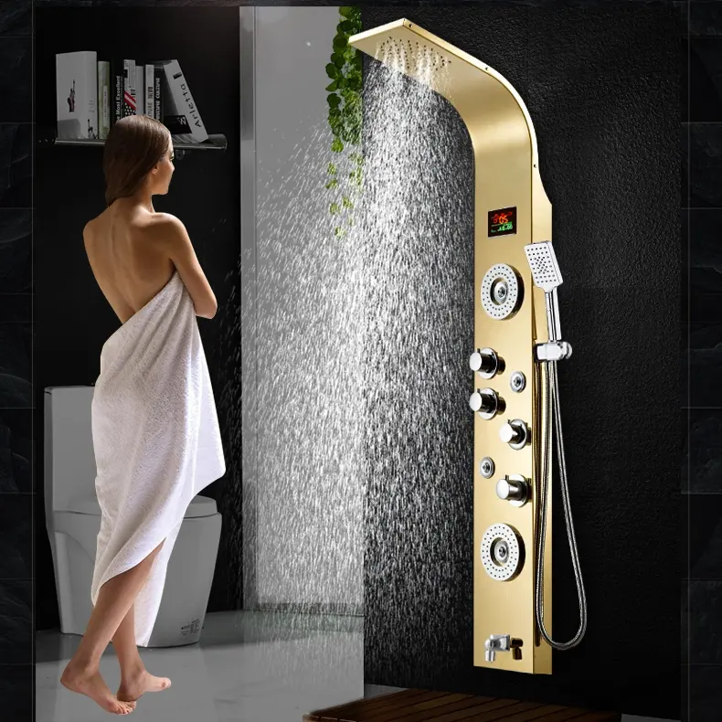 Moderne Digitale Display Wall Mounted Waterval Rvs Douche Panel