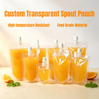 Bolsa con Boquilla Transparente Impresa Personalizada de Fábrica para Bebidas, Bolsa de Plástico de Grado Alimenticio PE para Líquidos, Resistente a Fugas