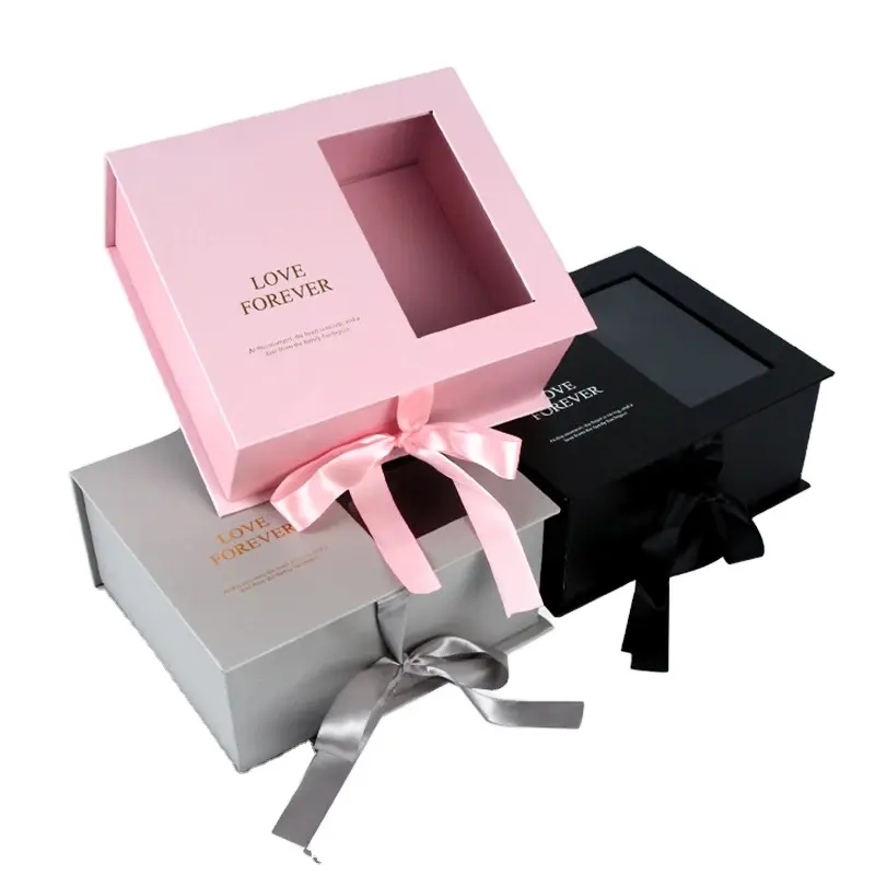 Luxury Pink Valentines Day Box Flower Packaging Rose Gift Box floral new design flower box rectangular with i love you