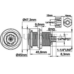 Interrupteur de <span class=keywords><strong>pression</strong></span> JPCI Type 66ZM5 <span class=keywords><strong>pour</strong></span> piscine, boutons pneumatiques, commande mains libres, SPDT, IP21, plastique, filetage G3/4 - Product Image 3