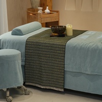 Ensemble de draps de table de massage en velours bleu, housse de lit de salon de beauté haut de gamme, ensemble de 4 pièces
