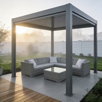Gazebo de plage en aluminium avec éclairage LED - Lames orientables motorisées - Taille personnalisée - Durable, imperméable, résistant au vent, protection UV, respectueux de l'environnement