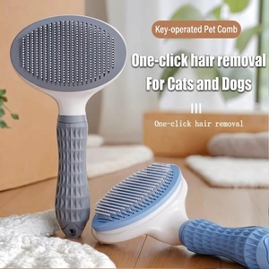 Spazzola per Toelettatura Animali Domestici All'ingrosso, Spazzola Sciogli Pelo a Pressione Singola, in Acciaio Inossidabile e Plastica, Ecologica, Autopulente per Pelo di Cani e Gatti - Product Image 1
