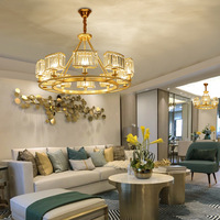 Lustres LED de salon modernes de luxe de haute qualité avec finition dorée, perles de cristal, luminaires suspendus au plafond, garantie de 3 ans