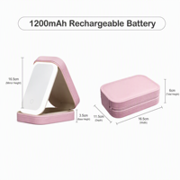 LED-Schminkspiegel Schmuckbox Tragbarer Reise-Schmuckorganizer 1200mAh Wiederaufladbar 3 Lichtfarben Aufbewahrungsbox für Frauen