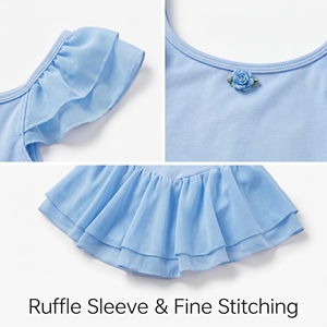 Vestido de Ballet con Mangas de Alas de Mariposa para Niñas, Tutú con Falda en Capas, Leotardo de Danza para Niñas, Falda de Malla Suave, Vestido de Práctica de Danza para Espectáculos - Product Image 2