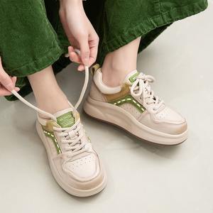 Zapatillas deportivas blancas casuales ligeras con plataforma y punta redonda de estilo retro, modernas y a la moda, adecuadas para todas las ocasiones, zapatos de mujer - Product Image 3