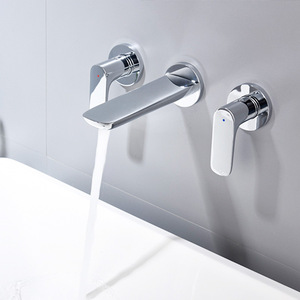 Full Brass Concealed Double Handle Faucet Built-in Wall-mounted Home Cold and Hot Water Counter <strong>Top</strong> Basin <strong>Tap</strong> - Product Image 2