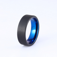 Bague de mariage pour homme en acier inoxydable plaqué bleu-noir, 6 mm et 8 mm, surface brossée, ajustement confortable, vente en gros, stock en vrac