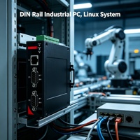 集成嵌入式计算机 DIN 导轨工业电脑 无风扇 铝制 2 Gigabit RS232 485 DC 9 36V 适用于边缘设备