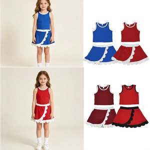 ชุดโยคะเด็กผู้หญิง 4 สี แบบลำลอง ระบายอากาศได้ดี เป็นมิตรกับสิ่งแวดล้อม ชุดสองชิ้น กระโปรงระบาย ชุดออกกำลังกาย - Product Image 1