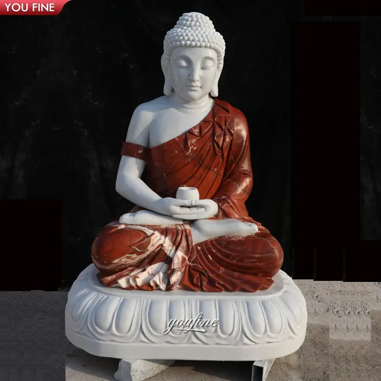 Hand geschnitzter natürlicher Marmor machte große sitzende Buddha-Statue