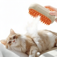 Brosse de toilettage à vapeur pour chat et chien avec peigne en silicone - Auto-nettoyante, antistatique, pour l'élimination des poils