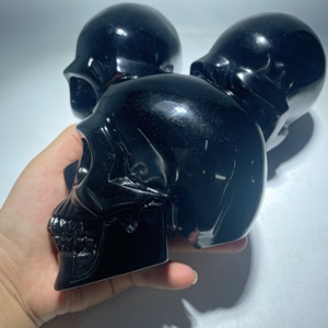 Calaveras de <span class=keywords><strong>Obsidiana</strong></span> Negra Natural Pulida, Coleccionables para el Hogar, Meditación, Regalo para Días Festivos y Halloween - Product Image 3