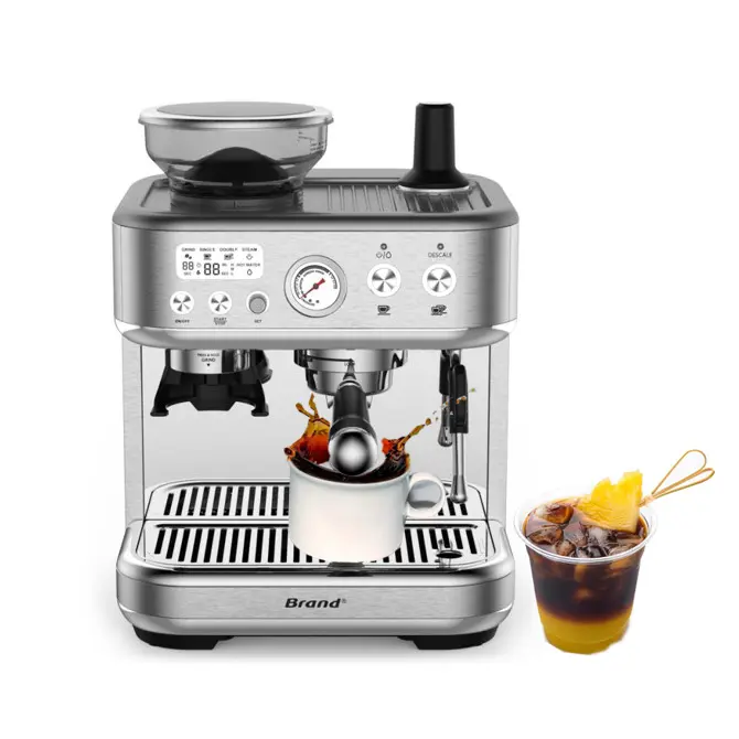 professional smart coffee maker with grinder machine to grind coffee beans espresso grind with hot water dispenser