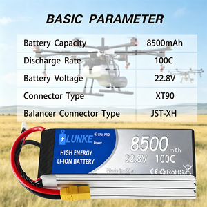 Batterie Lipo 6S 22.8V 8500mAh 100C Haute Décharge, Accessoires et Pièces Détachées pour Avion, Voiture, Bateau RC 102050 - Product Image 3
