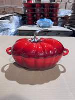 Marmite hollandaise en fonte émaillée de 27 cm, forme tomate et citrouille, design créatif, qualité professionnelle, compatible four