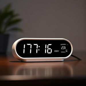 JUSTAMINUTE <b>Digital</b> Multifunction Touch Alarm <b>Clock</b> Snooze Temperature Display Minimalist Design Plastic Material White JE5110B - Product Image 3