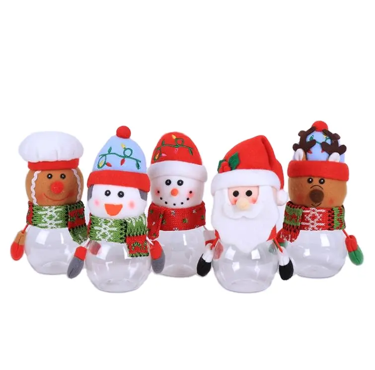 かわいいプラスチック製のクリスマスキャンディージャーボックスクリスマスオーナメントサンタスウィートボトルキッズギフトクリスマス人形キャンディー収納装飾